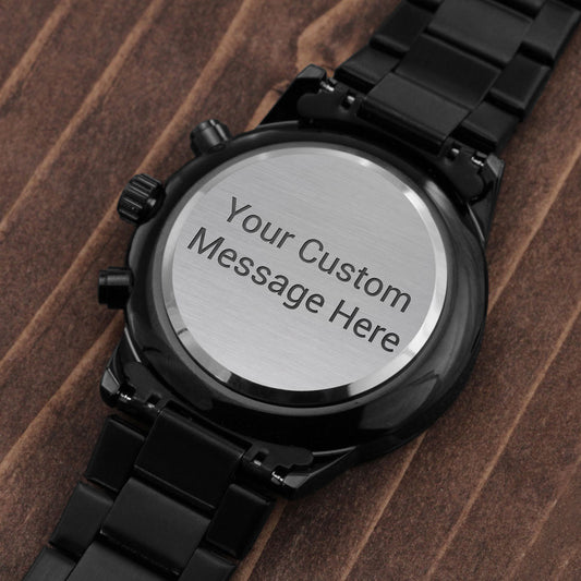 Custom Engraved Black Chronograph Watch Gift
