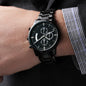 Custom engraved watch for men, black chronograph watch