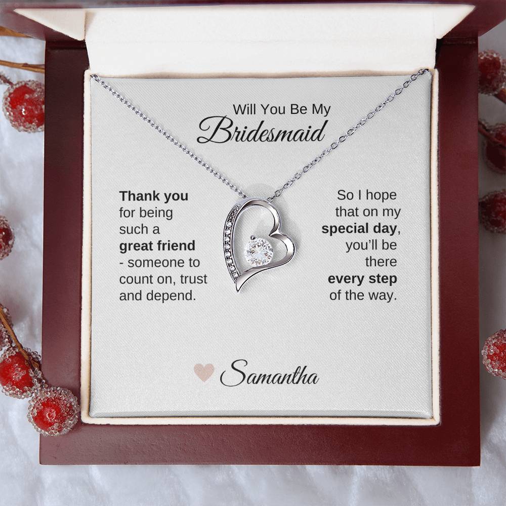 Will You Be My Bridesmaid Proposal Gift Gold Heart Necklace
