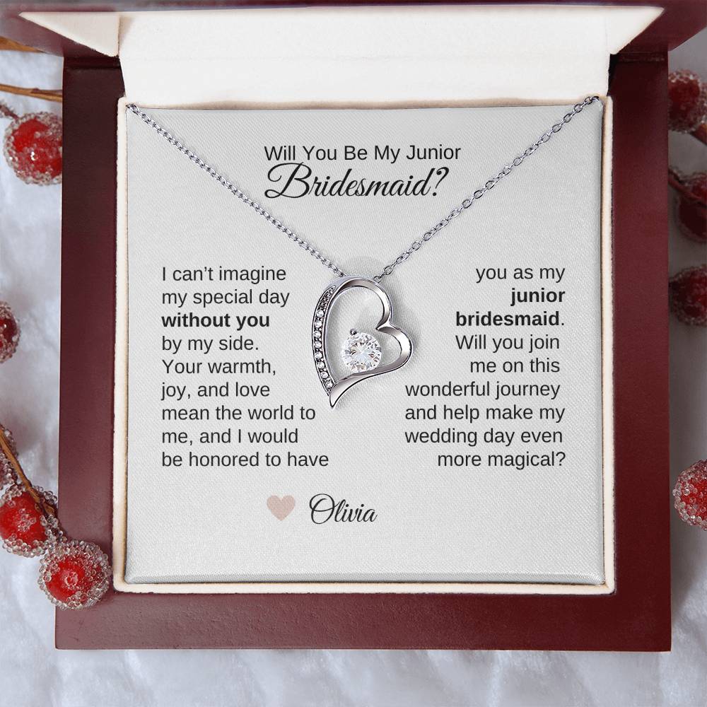 Junior Bridesmaid Proposal Gift, Gold Heart Necklace, Jr Bridesmaid Gift