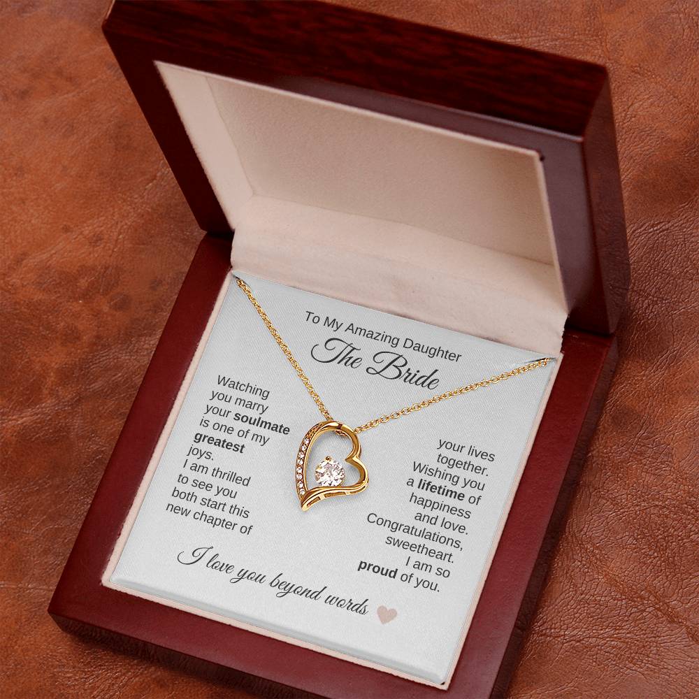 Daughter Wedding Gift Wedding Present for Daughter Gold Heart Necklace - MKT Custom Jewelry
