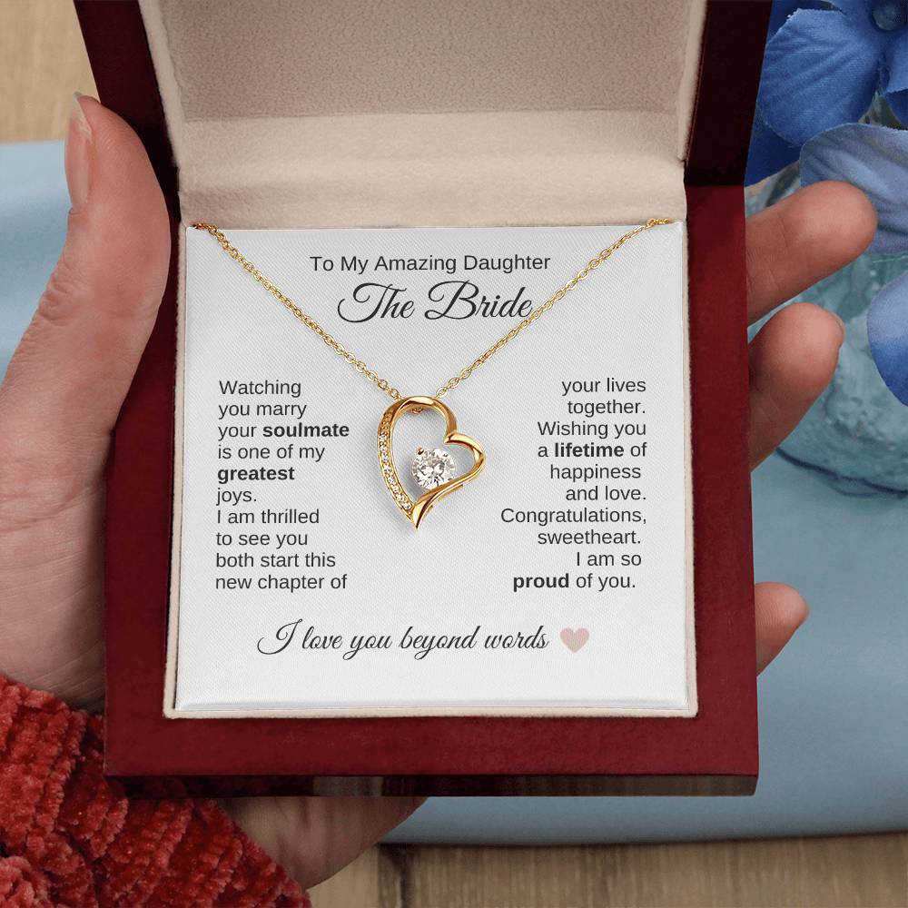 Daughter Wedding Gift Wedding Present for Daughter Gold Heart Necklace - MKT Custom Jewelry