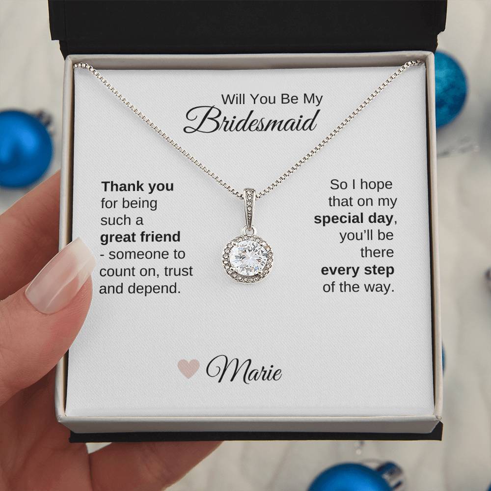 Will You Be My Bridesmaid Proposal Gift White Gold Necklace