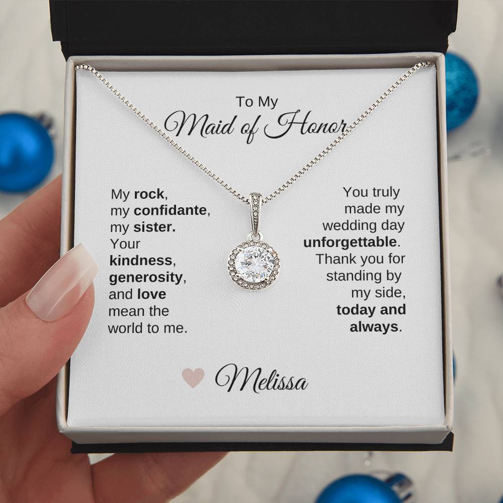 Maid of Honor Wedding Day Gifts Bridal Party Gifts White Gold NecklaceMaid of Honor Wedding Day Gifts Bridal Party Gifts White Gold Necklace