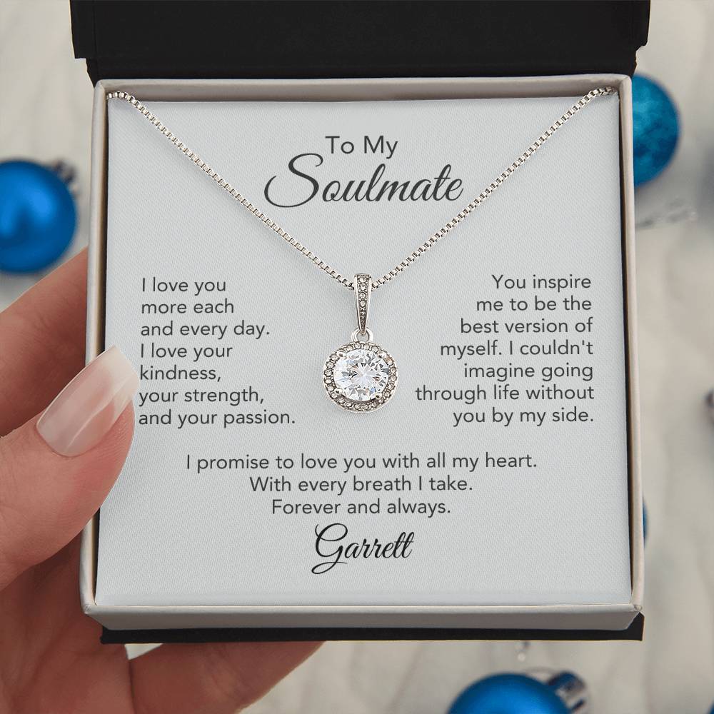 Soulmate Gift for Her White Gold Necklace Girlfriend Gift Necklace for Wife Personalized Card