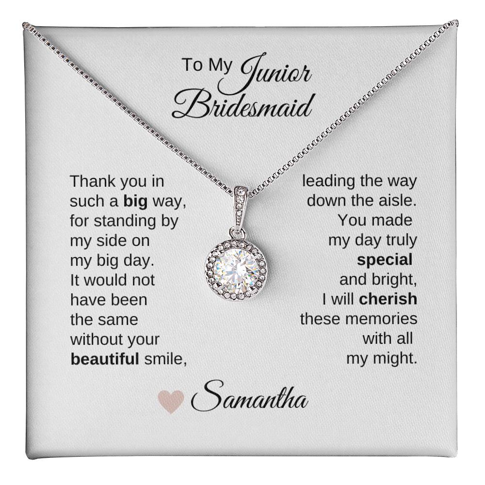 Junior Bridesmaid Gifts Wedding Bridal Party Gifts White Gold Necklace - MKT Custom Jewelry