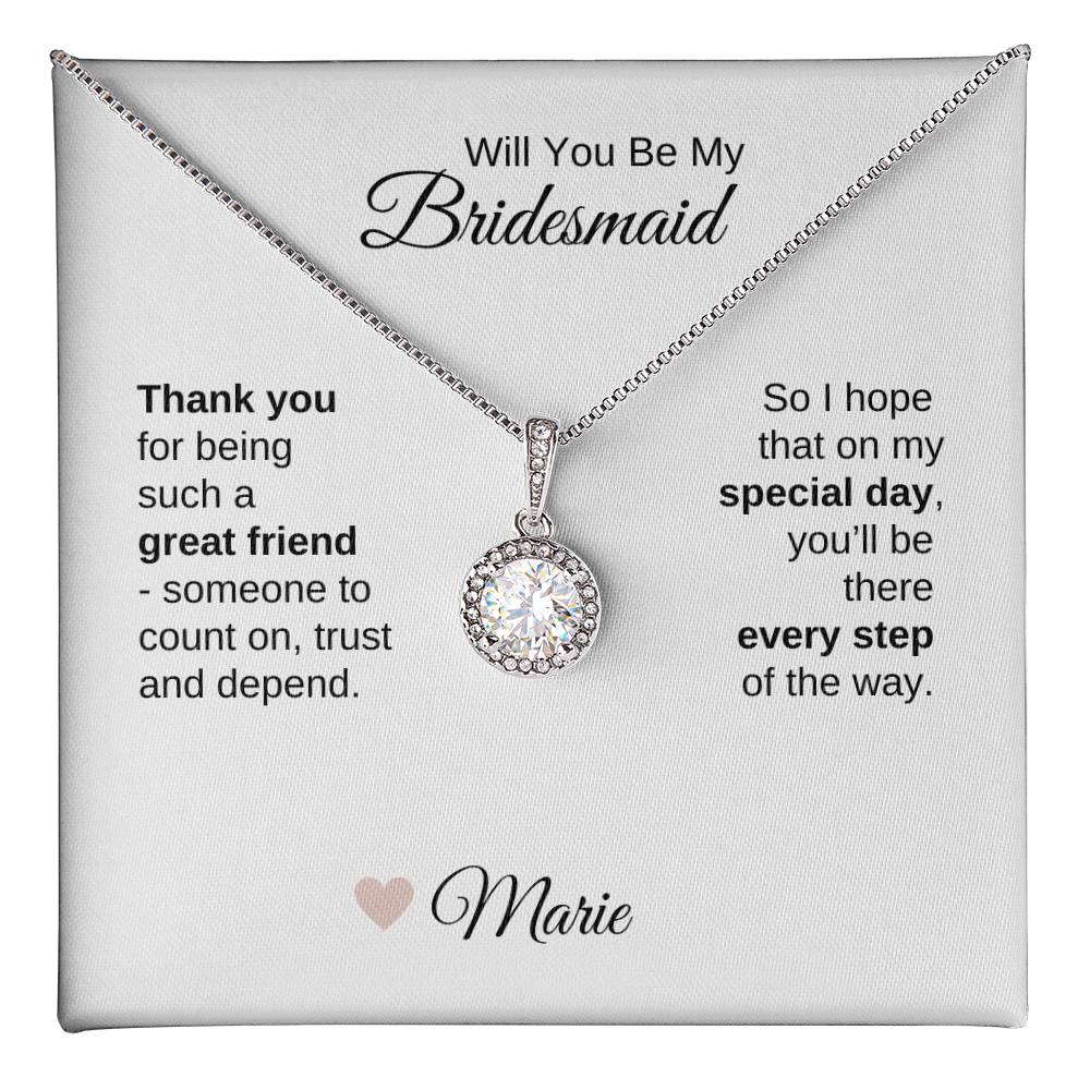 Will You Be My Bridesmaid Proposal Gift White Gold Necklace