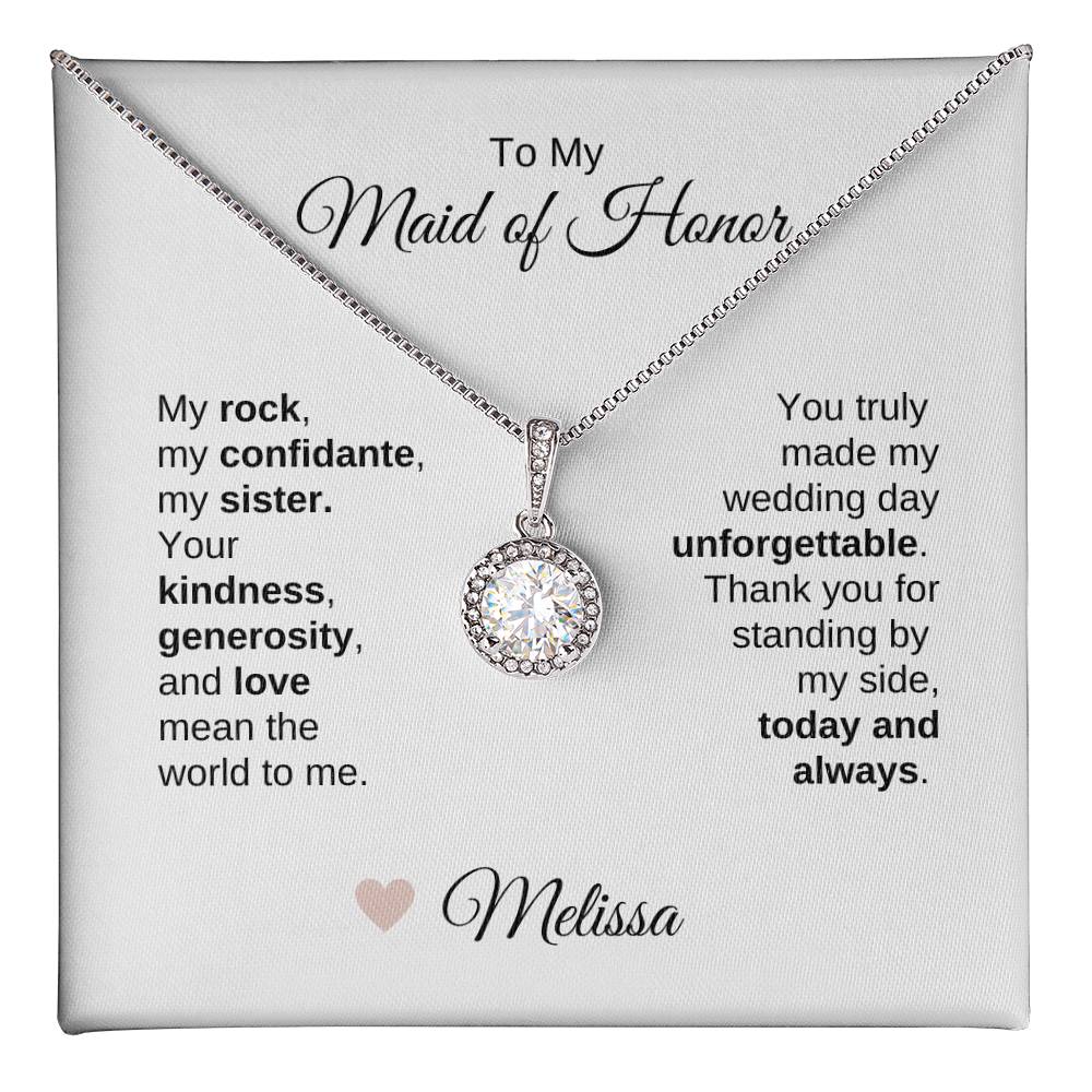 Maid of Honor Wedding Day Gifts Bridal Party Gifts White Gold Necklace