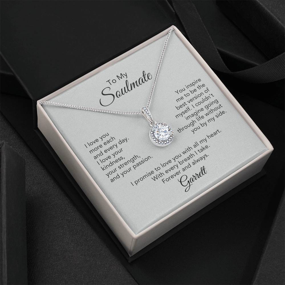 Soulmate Gift for Her White Gold Necklace Girlfriend Gift Necklace for Wife Personalized Card
