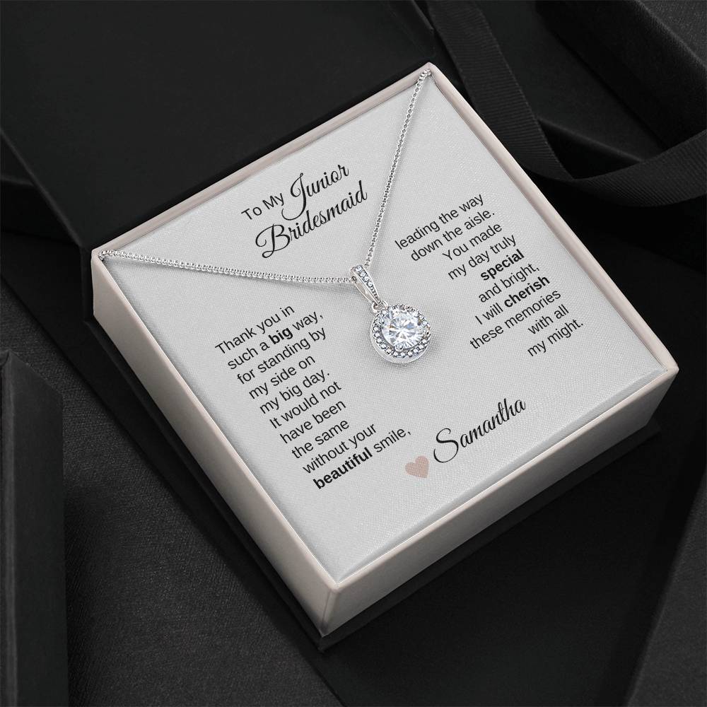 Junior Bridesmaid Gifts Wedding Bridal Party Gifts White Gold Necklace - MKT Custom Jewelry