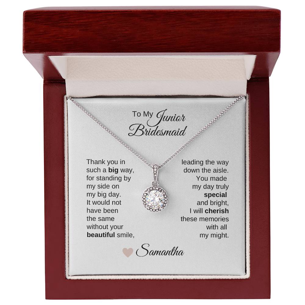 Junior Bridesmaid Gifts Wedding Bridal Party Gifts White Gold Necklace - MKT Custom Jewelry