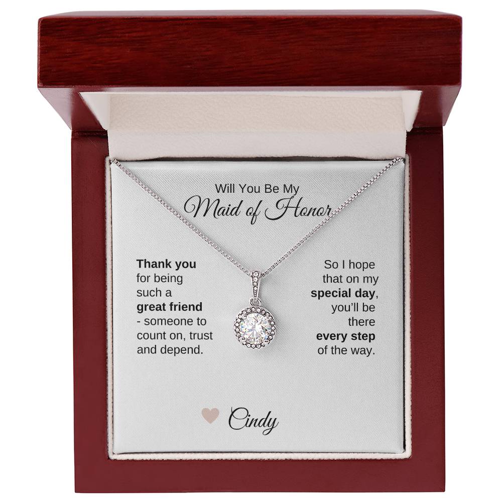 Will You Be My Maid of Honor Proposal Gift White Gold Necklace