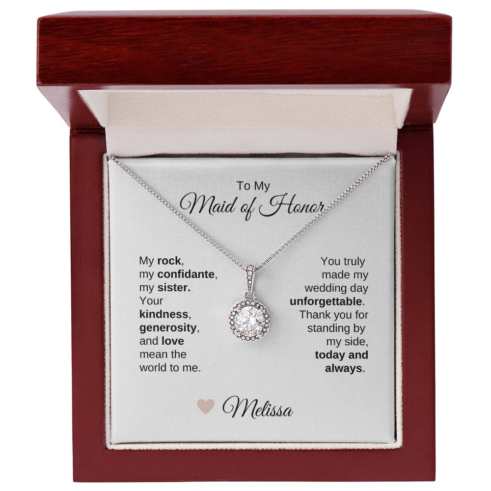 Maid of Honor Wedding Day Gifts Bridal Party Gifts White Gold Necklace