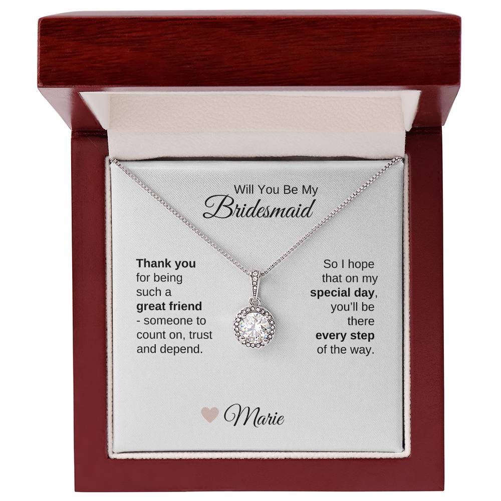 Will You Be My Bridesmaid Proposal Gift White Gold Necklace