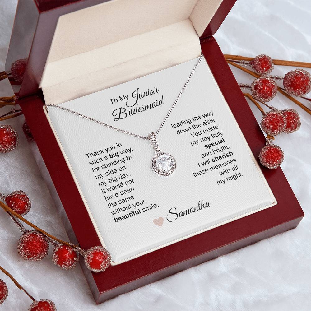 Junior Bridesmaid Gifts Wedding Bridal Party Gifts White Gold Necklace - MKT Custom Jewelry