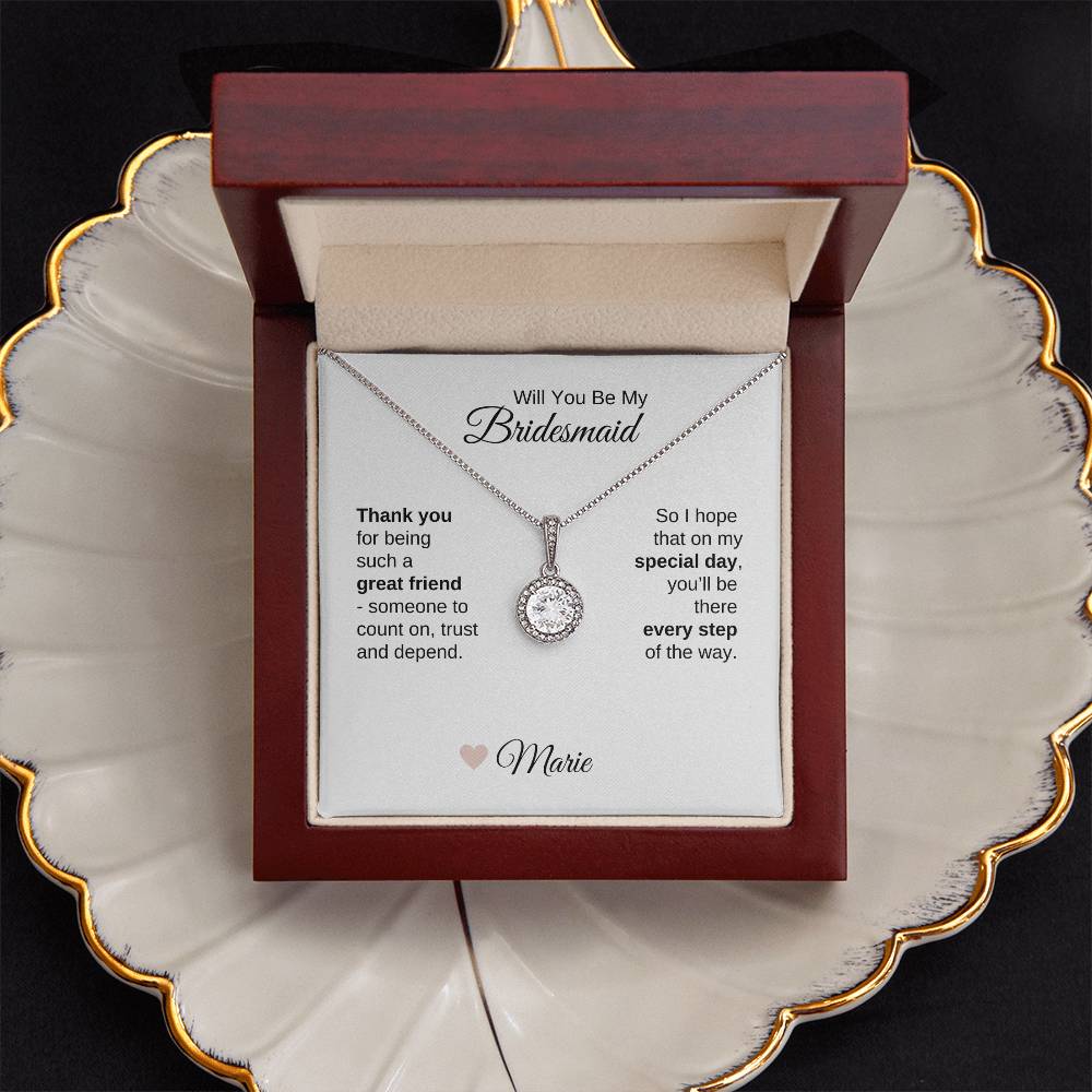 Will You Be My Bridesmaid Proposal Gift White Gold Necklace