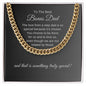 To The Best Bonus Dad Gift, Gold or Stainless Steel Cuban Chain with Heartfelt Message Card