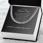 To The Best Bonus Dad Gift, Gold or Stainless Steel Cuban Chain with Heartfelt Message Card