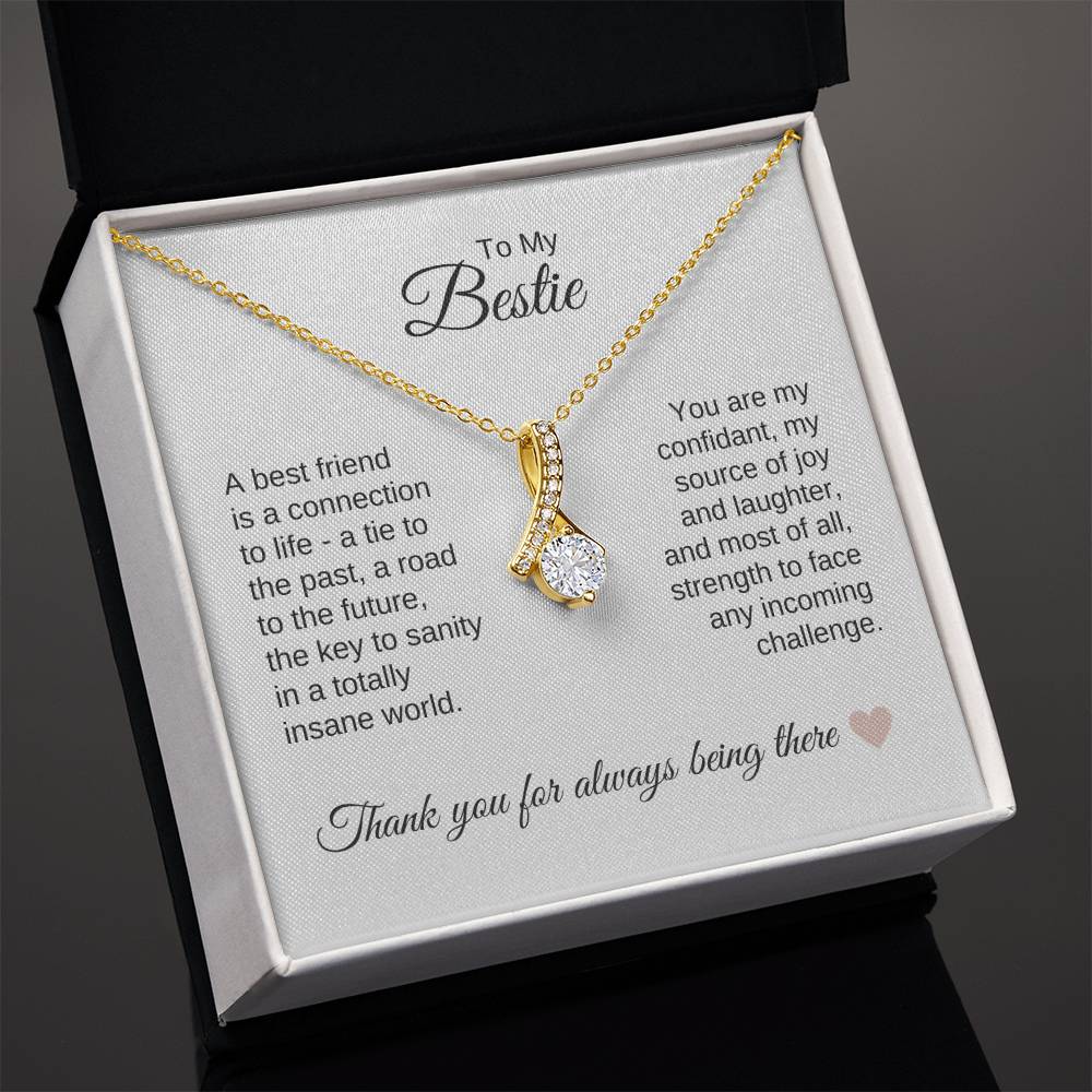 Best BFF Presents Friends are the Best Gifts Gold Ribbon Necklace - MKT Custom Jewelry