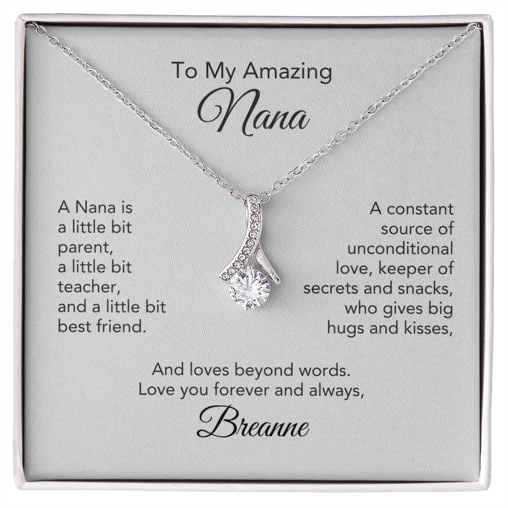 Golden Memories: Ribbon Pendant Necklace Gift for Nana - Elegant Sentiments!
