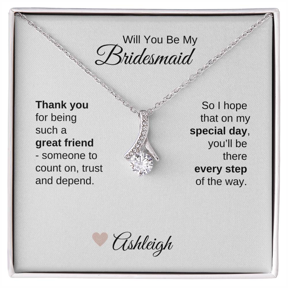 Will You Be My Bridesmaid Proposal Gift Gold Ribbon Necklace