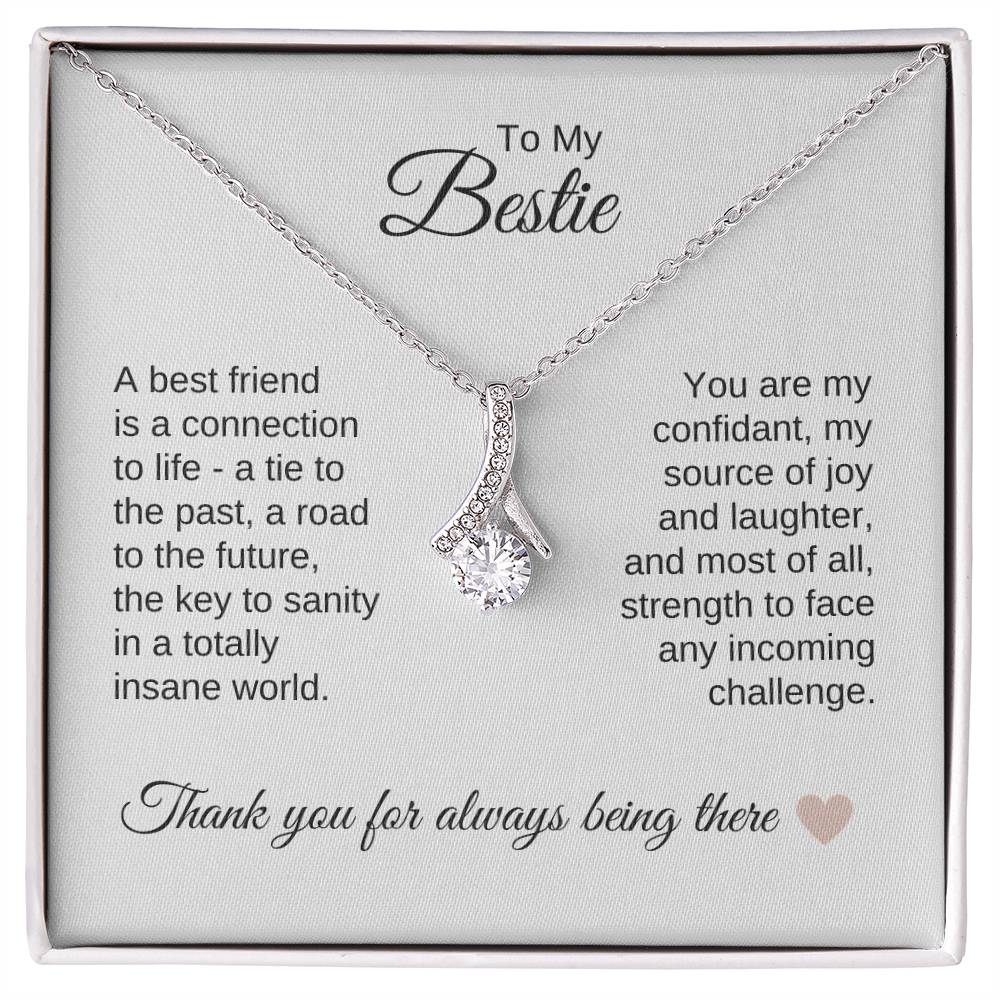 Best BFF Presents Friends are the Best Gifts Gold Ribbon Necklace - MKT Custom Jewelry