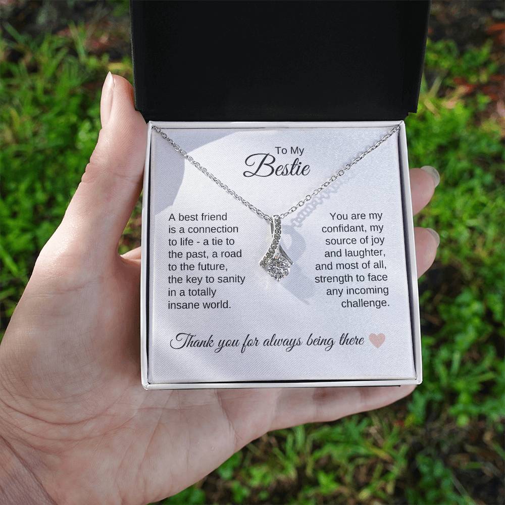 Best BFF Presents Friends are the Best Gifts Gold Ribbon Necklace - MKT Custom Jewelry