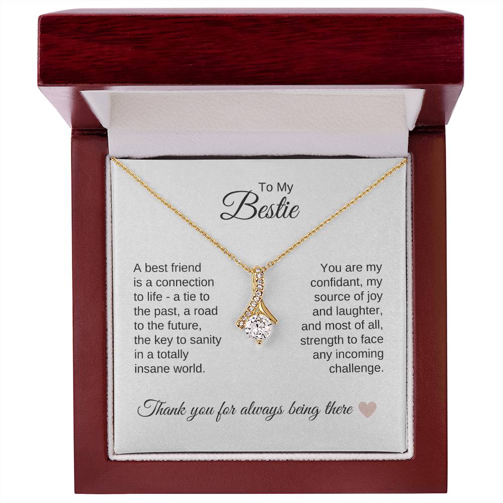 Best BFF Presents Friends are the Best Gifts Gold Ribbon Necklace - MKT Custom Jewelry