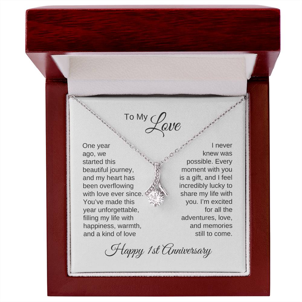 One Year Anniversary Gift for Her One Year Anniversary, Gold Ribbon Necklace