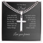 To The Best Dad Gift, Custom Engraved Cross on Cuban Chain with Heartfelt Message Card