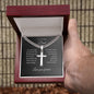 To The Best Dad Gift, Custom Engraved Cross on Cuban Chain with Heartfelt Message Card