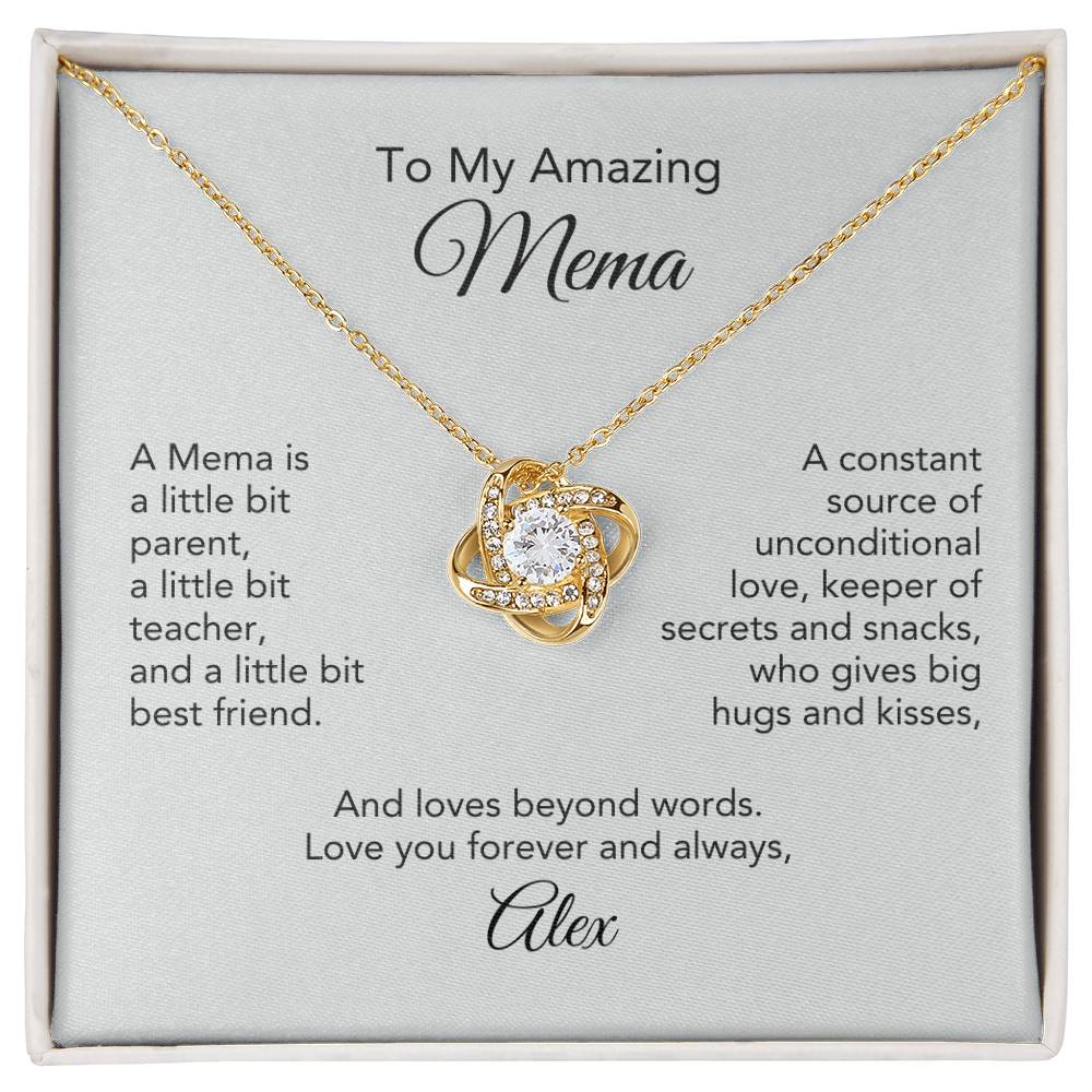 Mema Grandma Gifts for Mema Gift Personlised Gold Knot Necklace - MKT Custom Jewelry