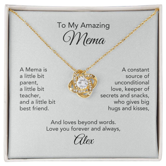 Mema Grandma Gifts for Mema Gift Personlised Gold Knot Necklace - MKT Custom Jewelry