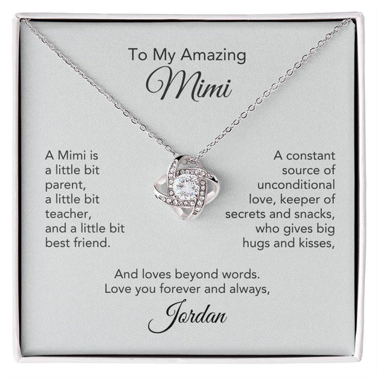 To My Amazing Mimi Gift Gold Knot Necklace Personalized Gift for Mimi