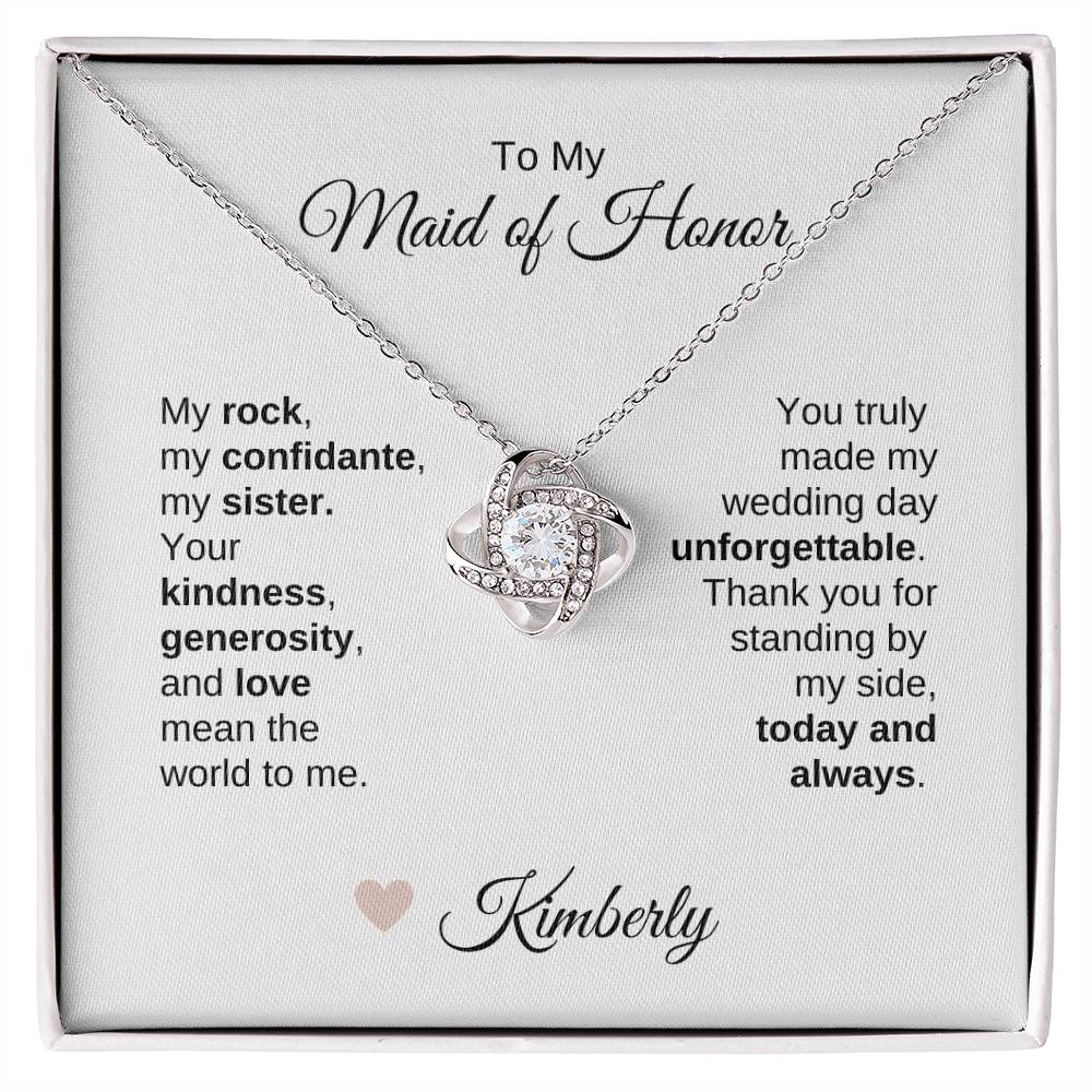 Maid of Honor Wedding Day Gifts Bridal Party Gifts Gold Love Knot Necklace