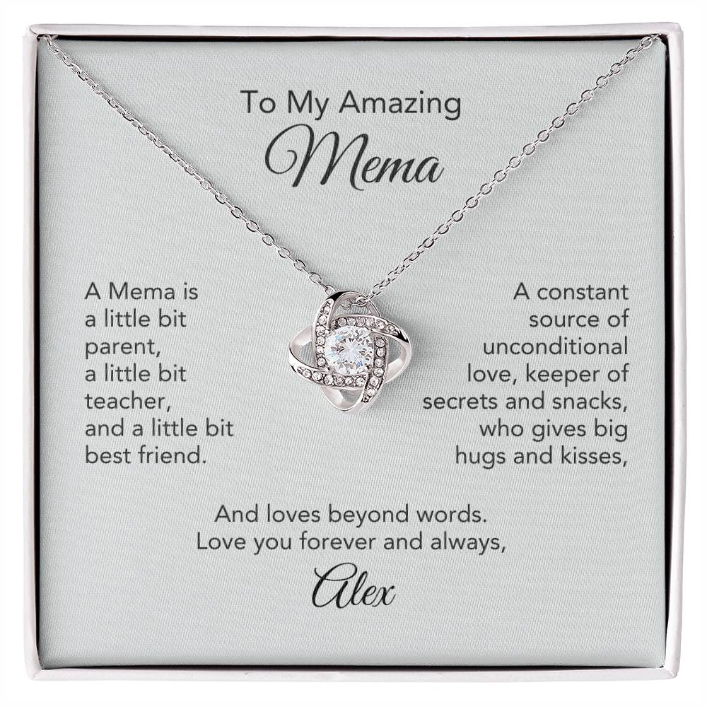 Mema Grandma Gifts for Mema Gift Personlised Gold Knot Necklace - MKT Custom Jewelry