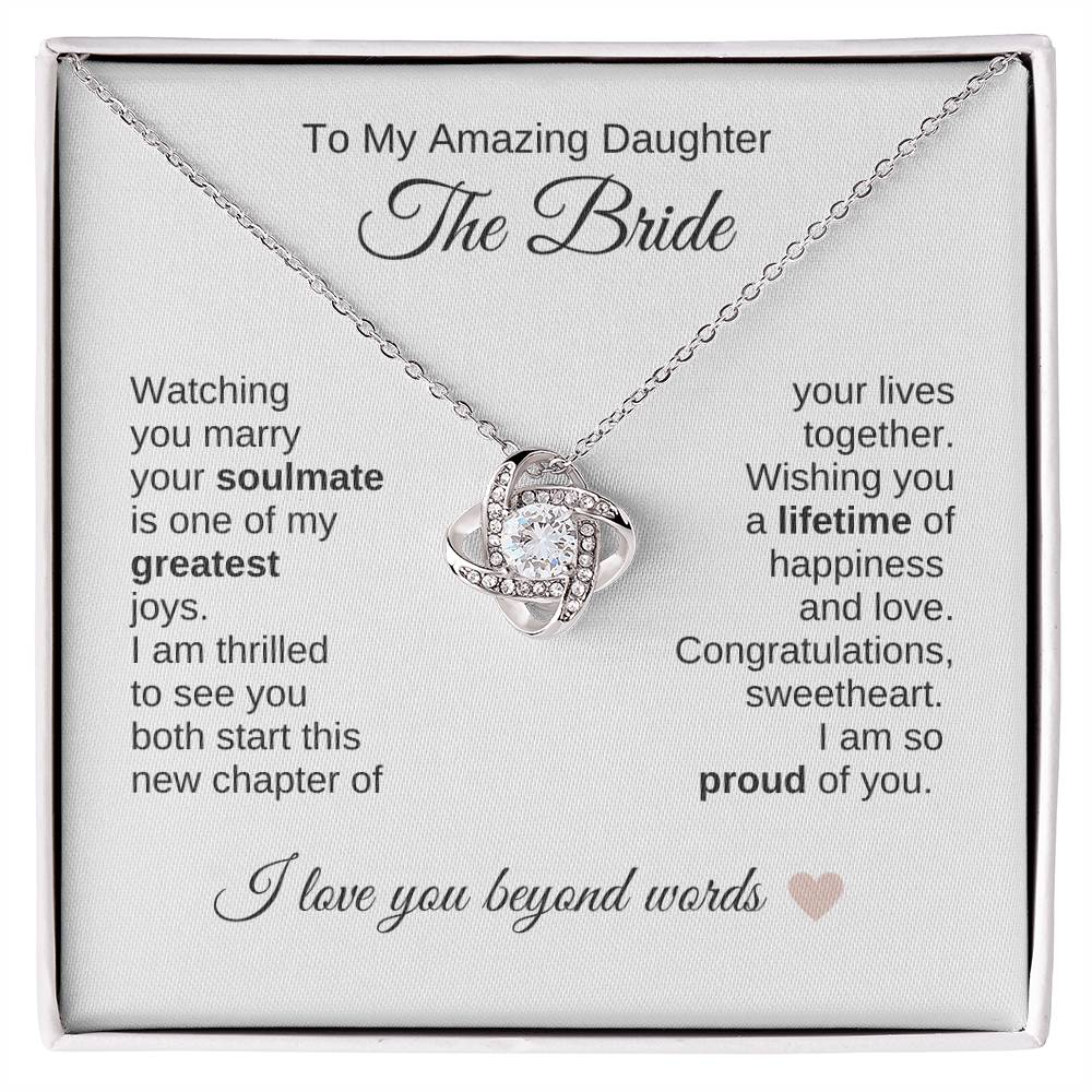 Daughter Wedding Gift Wedding Present for Daughter Gold Love Knot Necklace - MKT Custom Jewelry