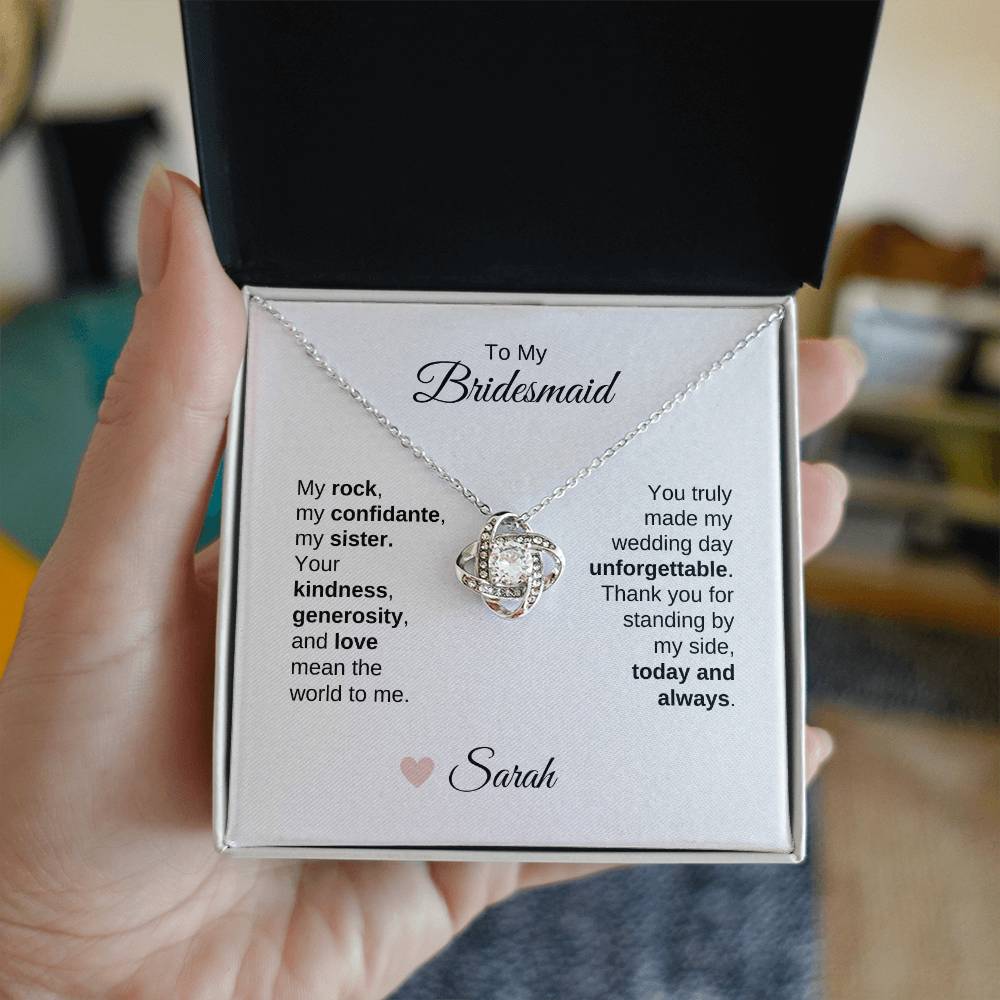 Bridesmaids Wedding Day Gifts Bridal Party Gifts Love Knot Necklace