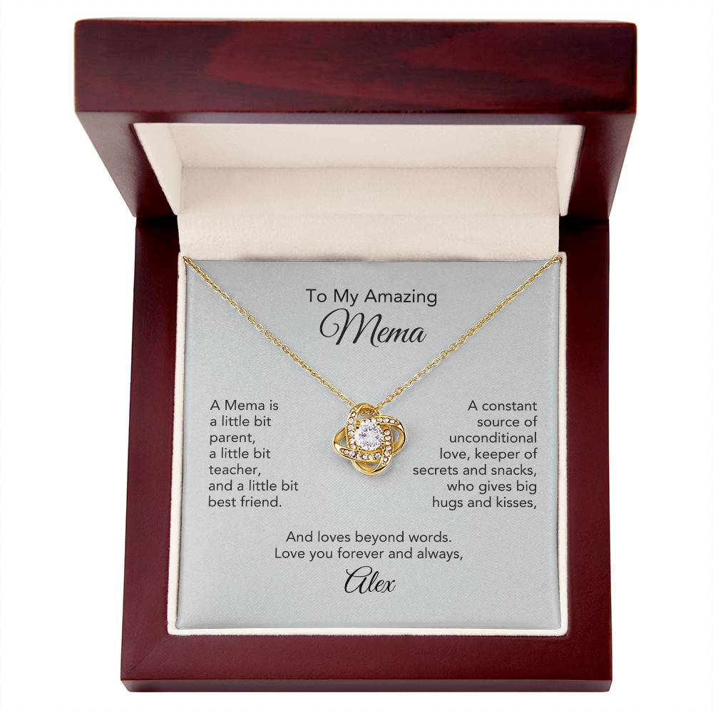 Mema Grandma Gifts for Mema Gift Personlised Gold Knot Necklace - MKT Custom Jewelry