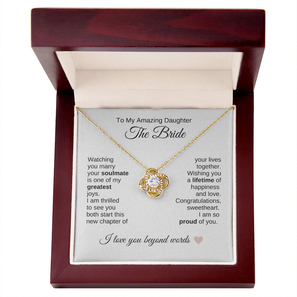 Daughter Wedding Gift Wedding Present for Daughter Gold Love Knot Necklace - MKT Custom Jewelry