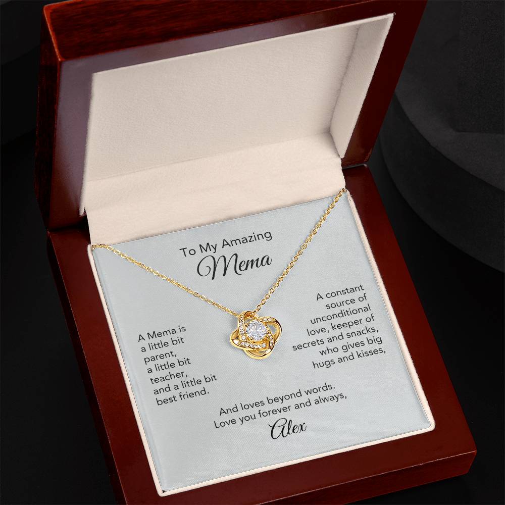 Mema Grandma Gifts for Mema Gift Personlised Gold Knot Necklace - MKT Custom Jewelry