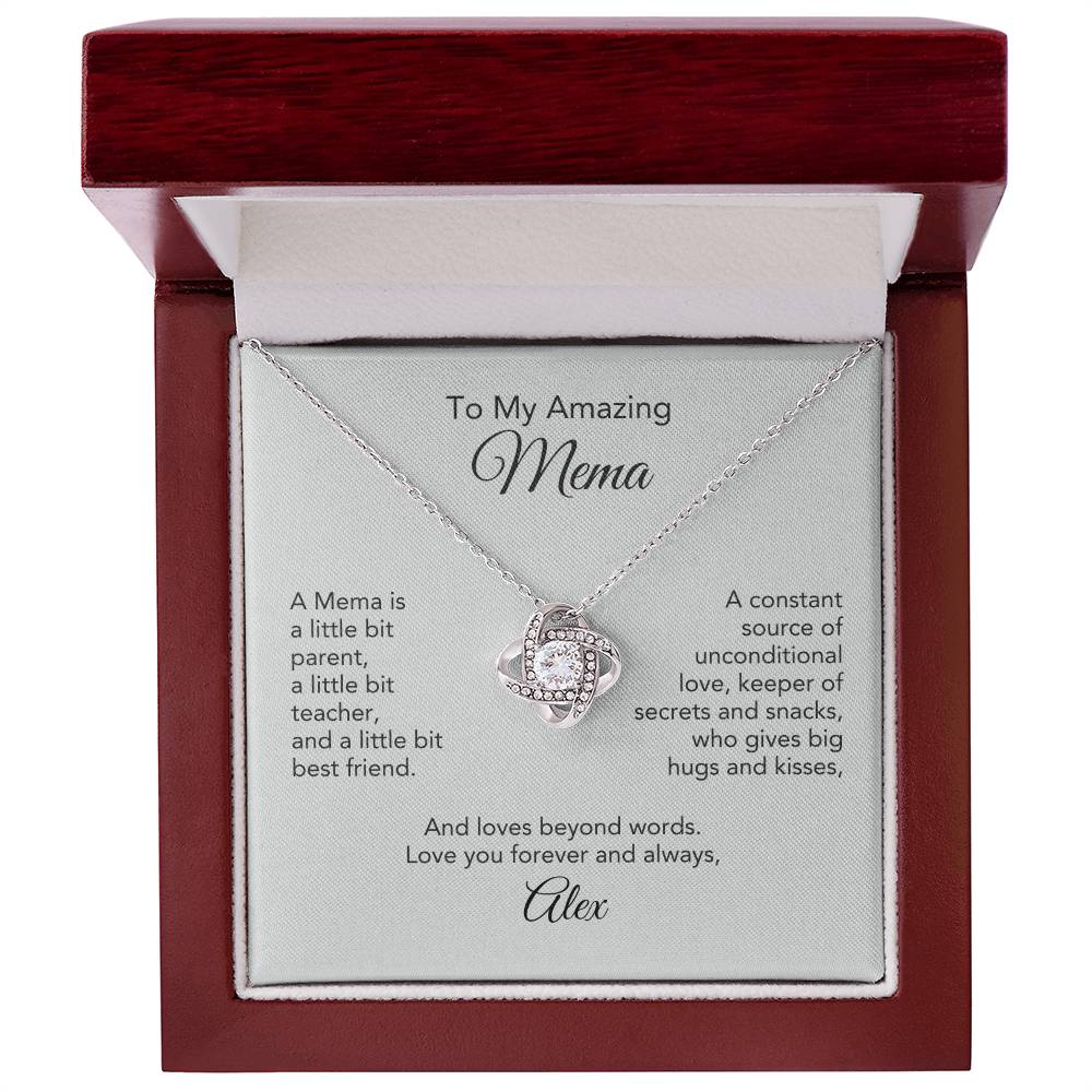 Mema Grandma Gifts for Mema Gift Personlised Gold Knot Necklace - MKT Custom Jewelry
