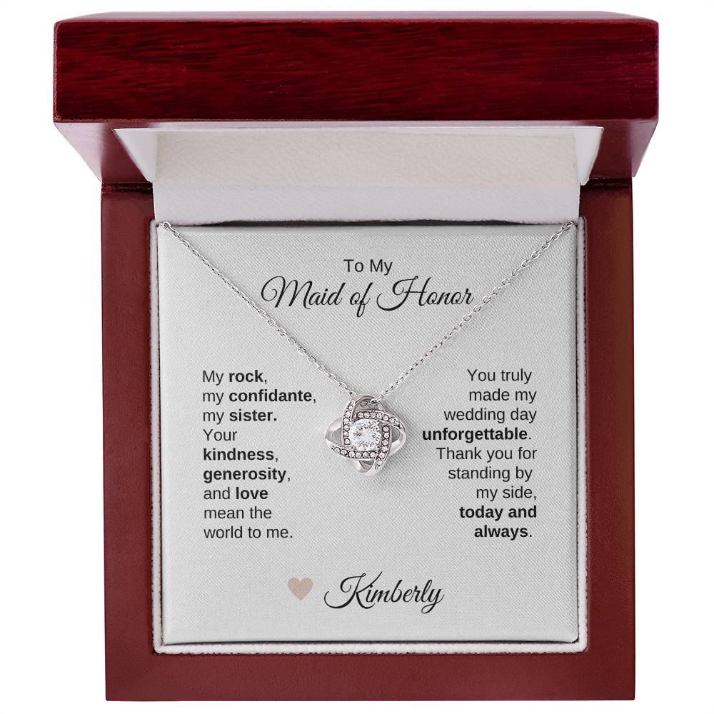 Maid of Honor Wedding Day Gifts Bridal Party Gifts Gold Love Knot Necklace