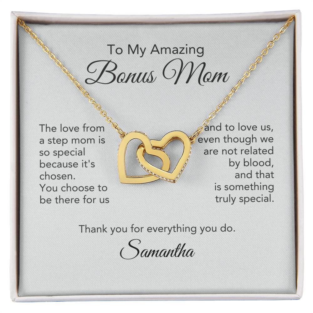 Bonus Mom Gifts for Step Mom Interlocking Hearts Necklace - MKT Custom Jewelry