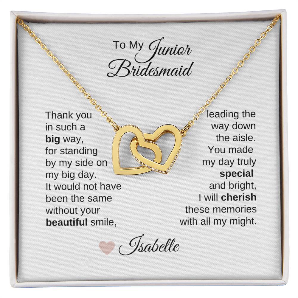 Junior Bridesmaid Gifts Wedding Bridal Party Gifts Interlocking Hearts Necklace - MKT Custom Jewelry