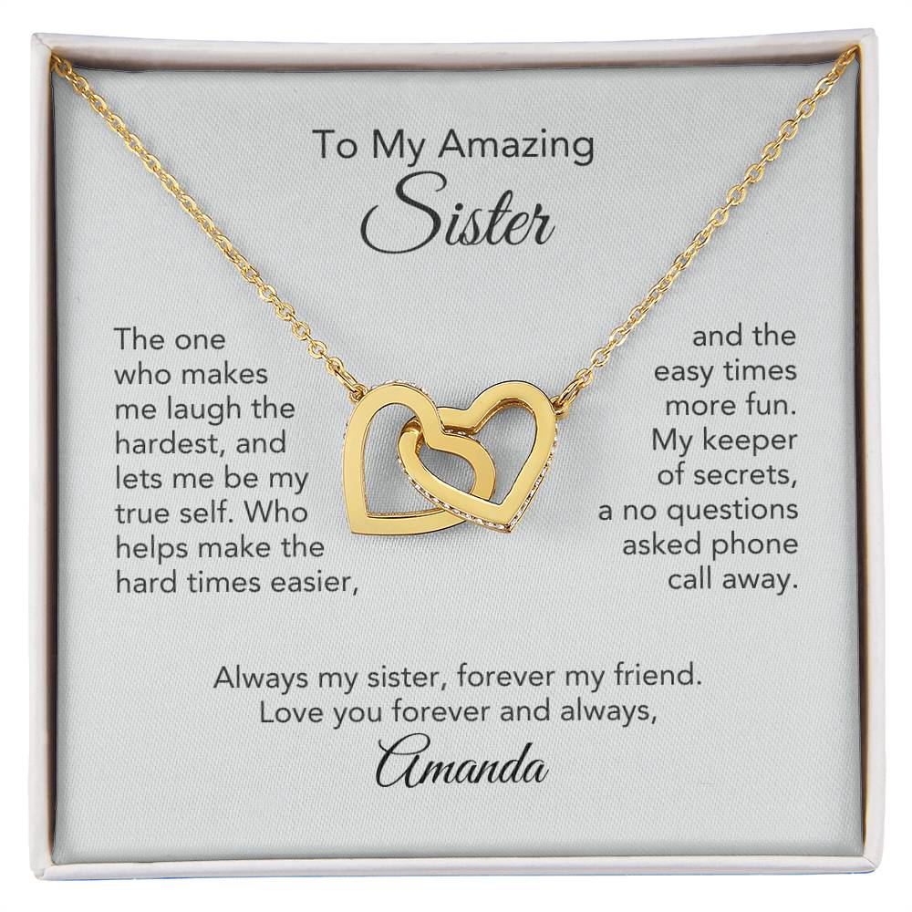 Sister Gift Interlocking Hearts Necklace for Sister Birthday Gift Sister Christmas Gift