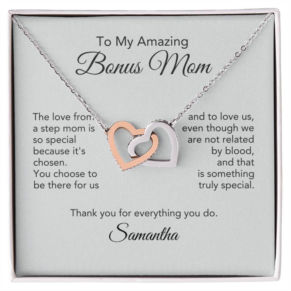 Bonus Mom Gifts for Step Mom Interlocking Hearts Necklace - MKT Custom Jewelry
