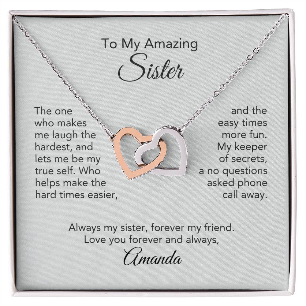 Sister Gift Interlocking Hearts Necklace for Sister Birthday Gift Sister Christmas Gift