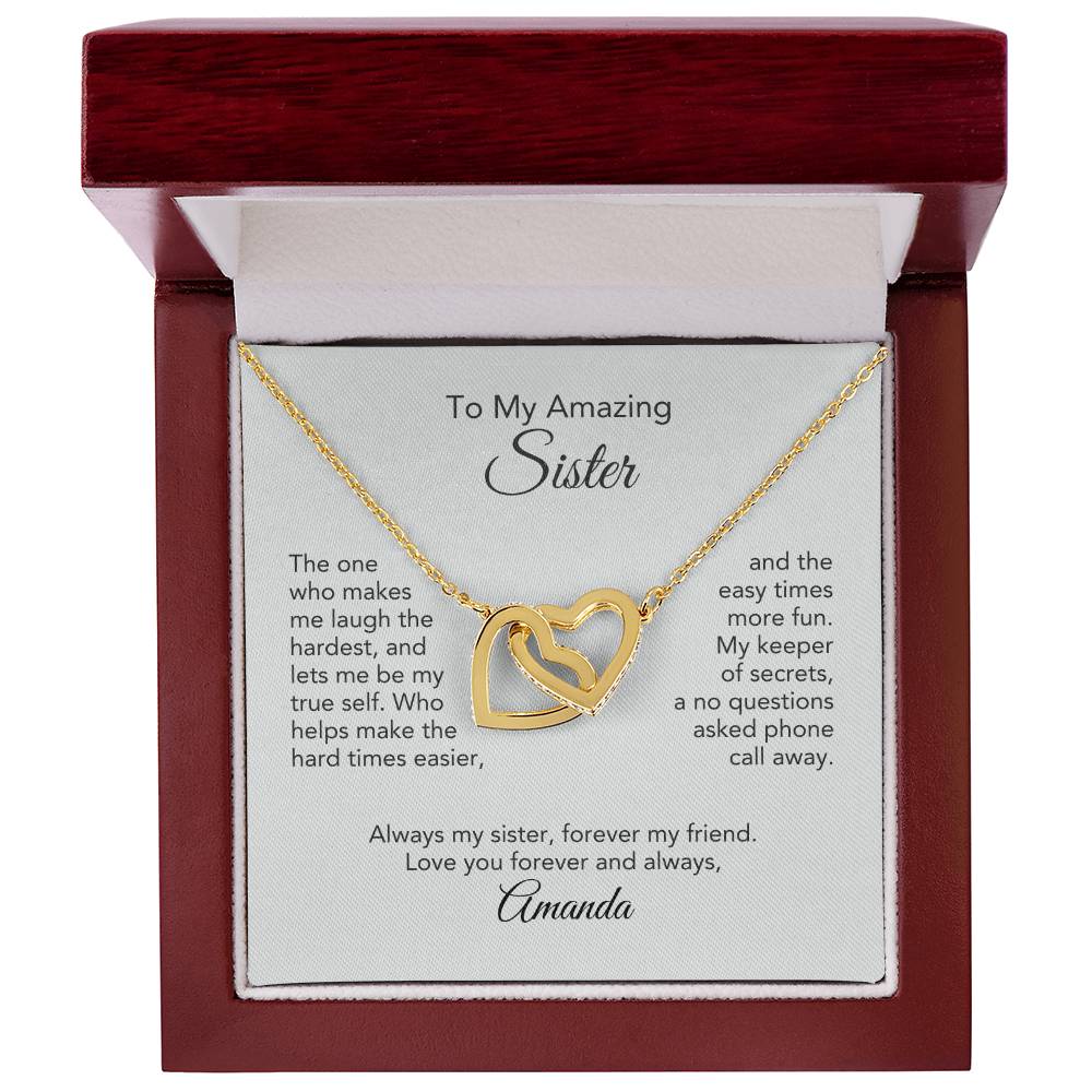 Sister Gift Interlocking Hearts Necklace for Sister Birthday Gift Sister Christmas Gift