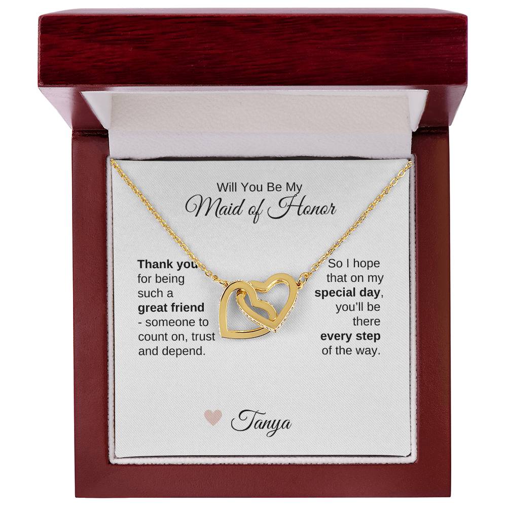 Will You Be My Maid of Honor Proposal Gift Interlocking Hearts Necklace